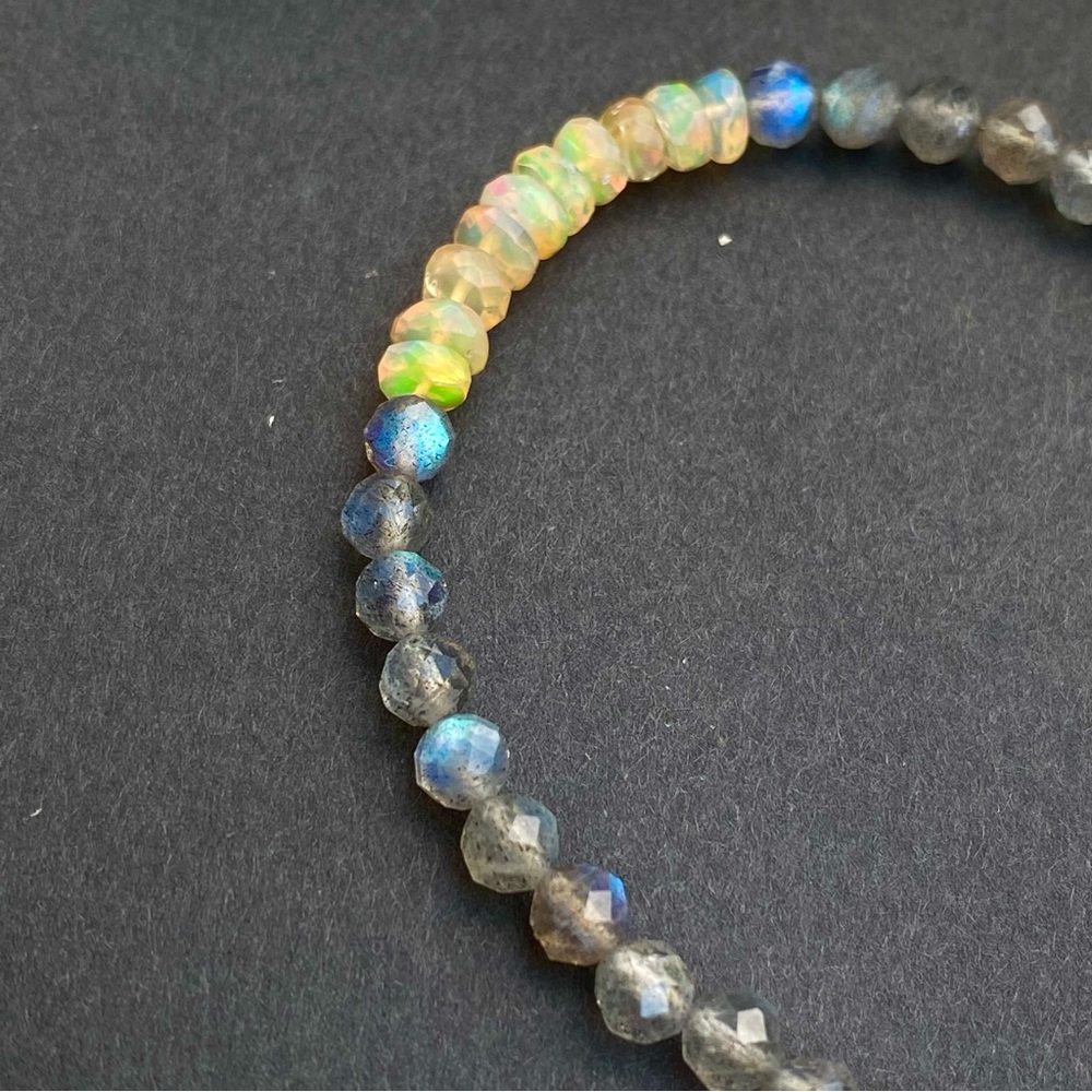 Opal Labradorite Bracelet Sterling Silver Ethiopian opal - Picture 4 of 5
